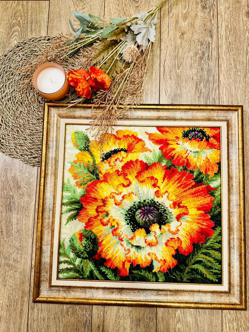 Cross stitch kit Fire Poppies 40x40 cm SR2080