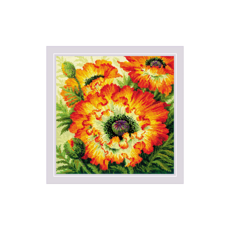 Cross stitch kit Fire Poppies 40x40 cm SR2080