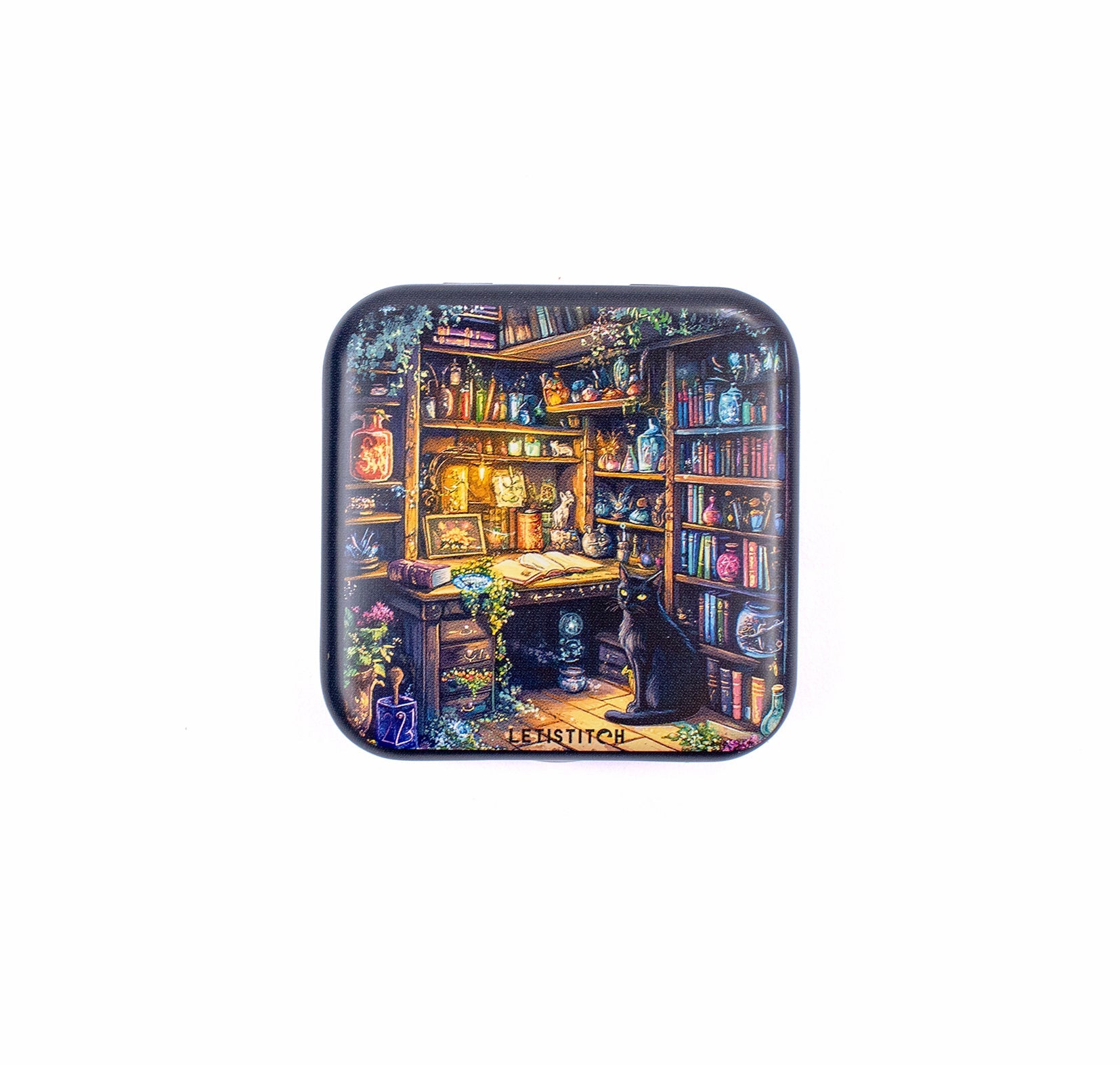 Tin Box for Needles – “Charmed Library” (SKU 25632) 📚✨