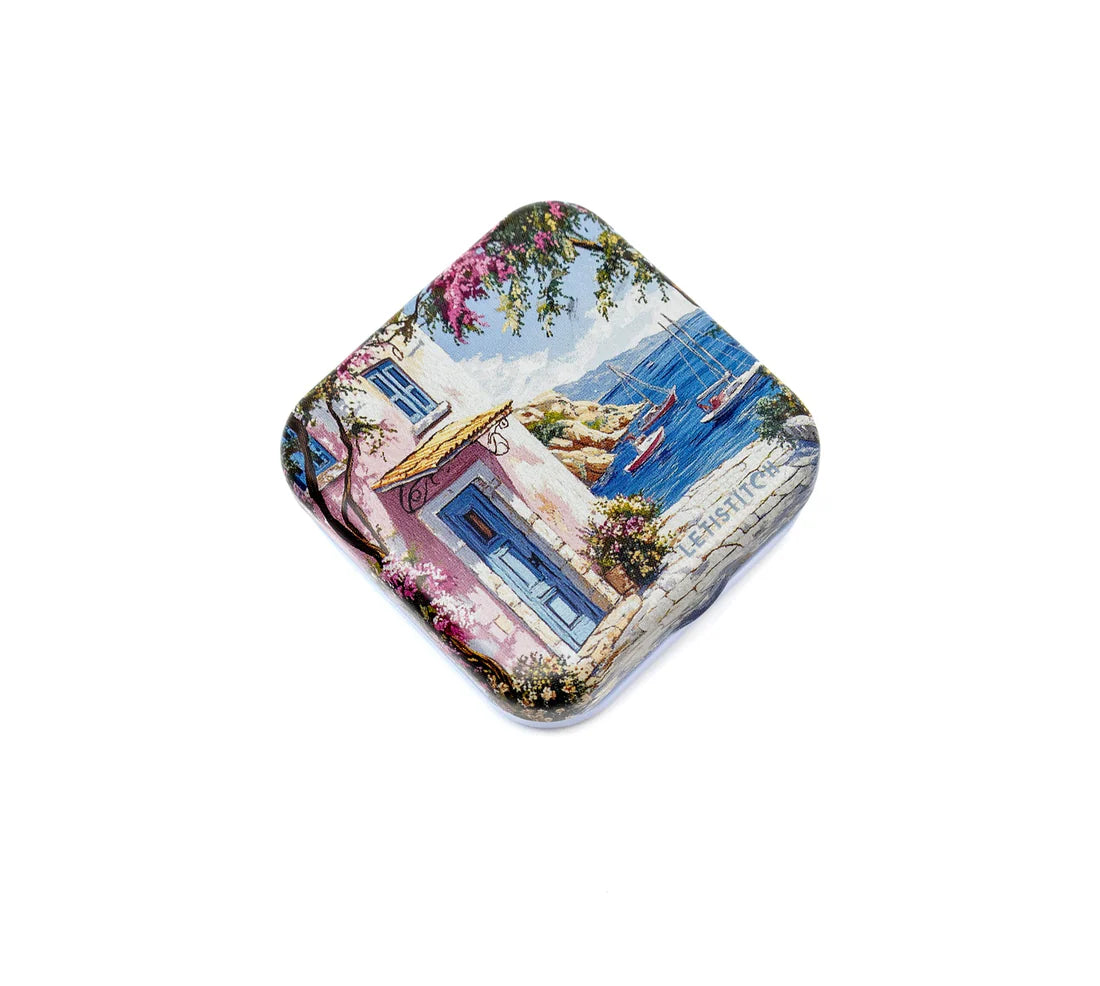 "Mediterranean Coast" SKU 25642-Tin Box for Needles –