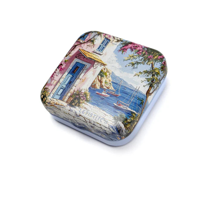 "Mediterranean Coast" SKU 25642-Tin Box for Needles –