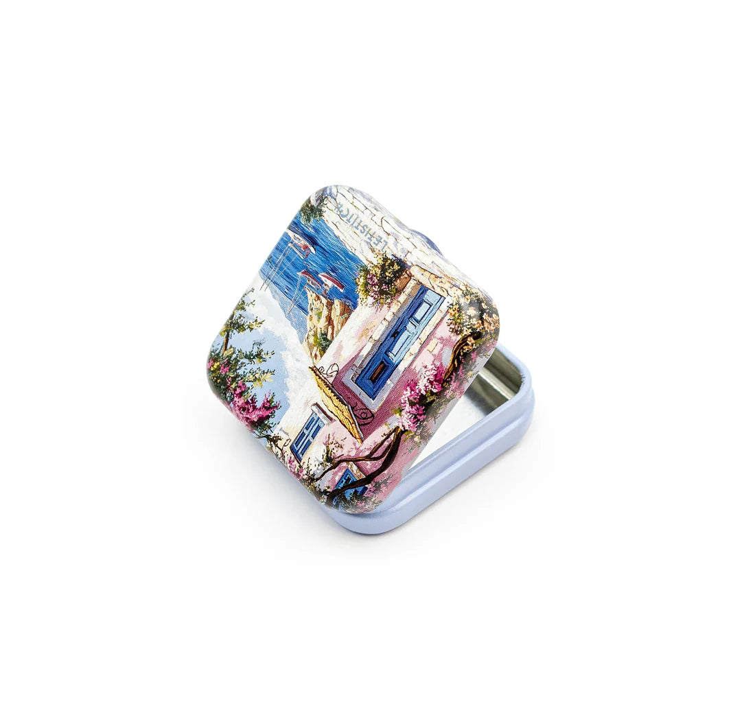 "Mediterranean Coast" SKU 25642-Tin Box for Needles –
