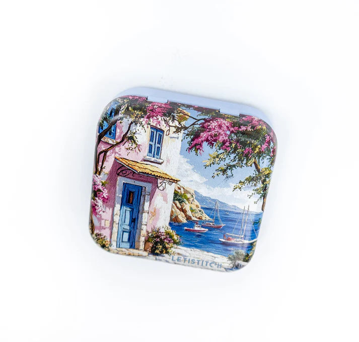 "Mediterranean Coast" SKU 25642-Tin Box for Needles –