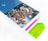 Christmas-themed diamond painting kit with a completed design, tools, and a small card.