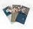 Set of decorative greeting cards with various designs on a white background