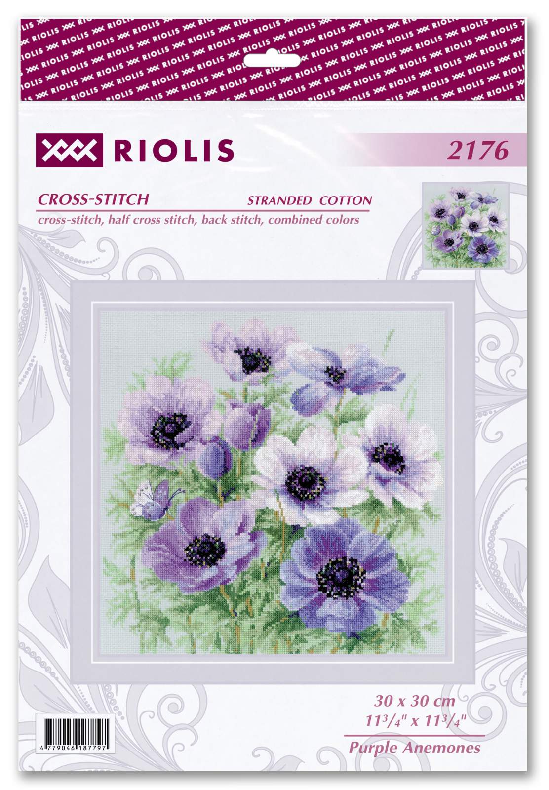 Cross stitch kit "Purple Anemones" 30x30 cm SR2176