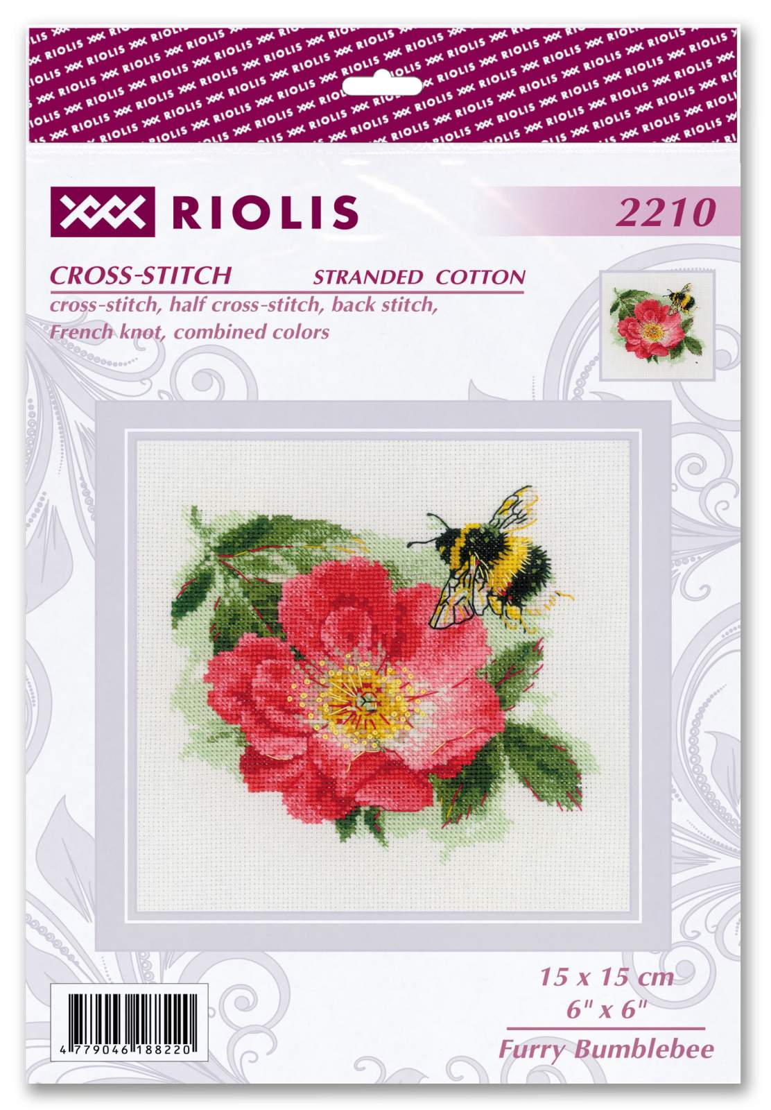Cross stitch kit "Furry Bumblebee"15x15 cm SR2210