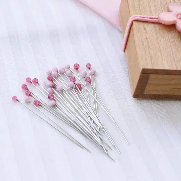Cohana Glass Head Pins in Wooden Box 0.50x35mm Pink - 30pcs