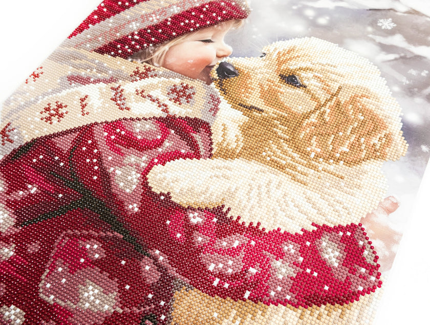 480-992 Puppy Love– Framed Diamond Painting Kit (40 × 50 cm) – Limited Edition