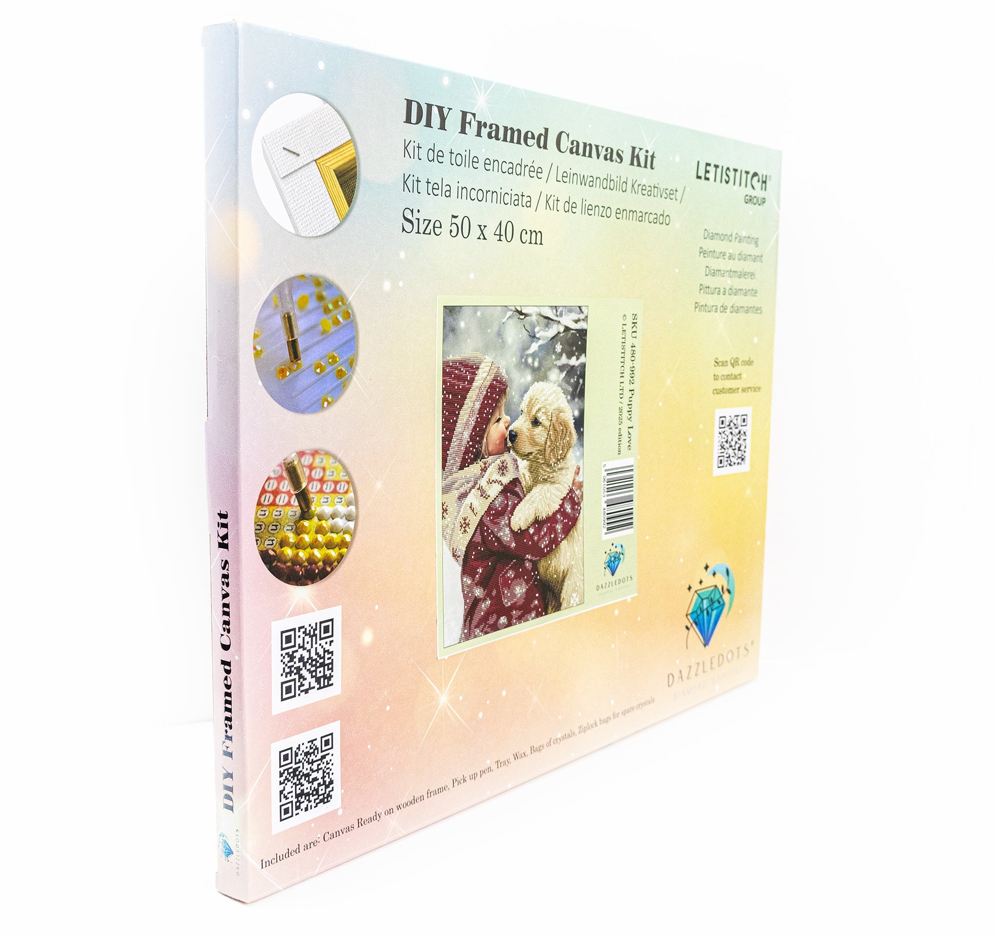 480-992 Puppy Love– Framed Diamond Painting Kit (40 × 50 cm) – Limited Edition