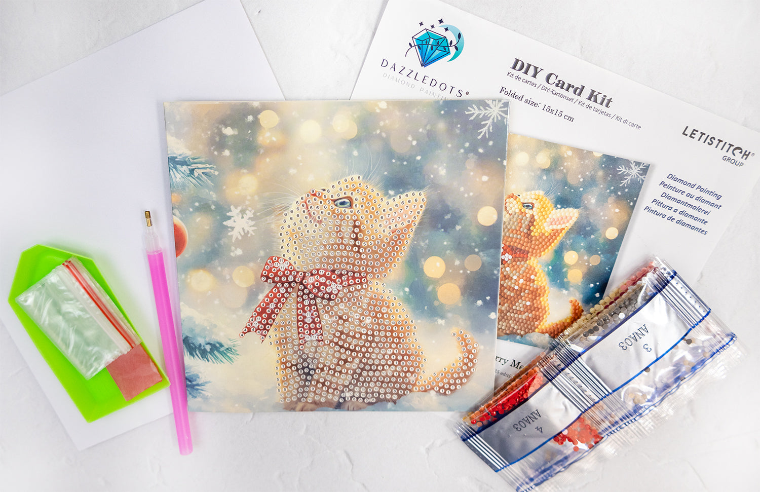 DIY Diamond Painting Card Kit – “Merry Meow” (480-787) 🐱🎄✨