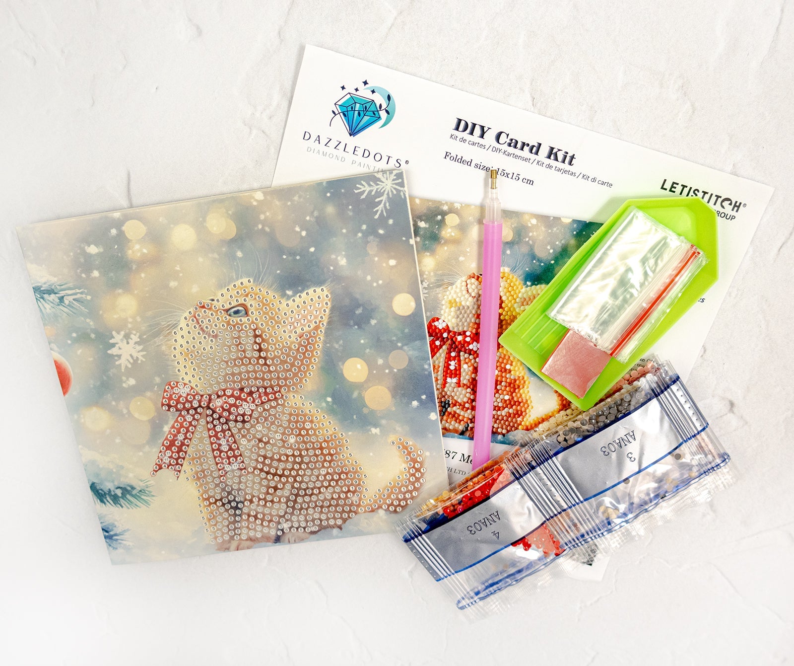 DIY Diamond Painting Card Kit – “Merry Meow” (480-787) 🐱🎄✨