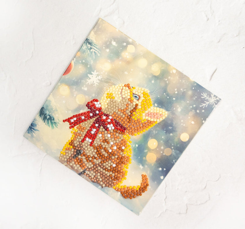 DIY Diamond Painting Card Kit – “Merry Meow” (480-787) 🐱🎄✨