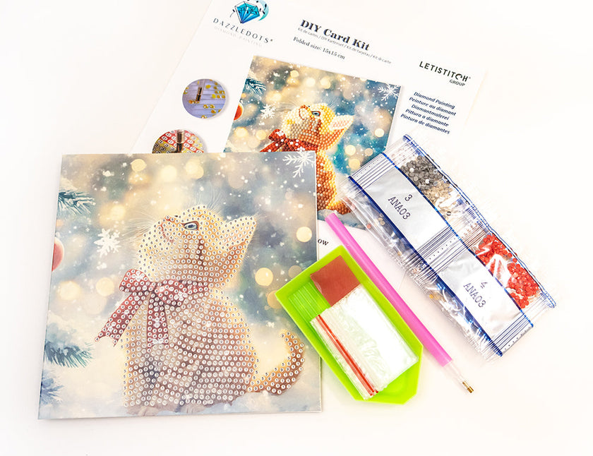 DIY Diamond Painting Card Kit – “Merry Meow” (480-787) 🐱🎄✨