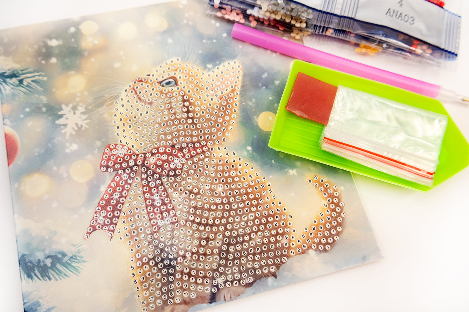 DIY Diamond Painting Card Kit – “Merry Meow” (480-787) 🐱🎄✨