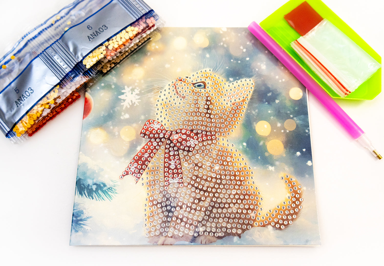 DIY Diamond Painting Card Kit – “Merry Meow” (480-787) 🐱🎄✨