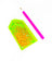 Green pegboard with yellow beads and a pink handle tool on a white background