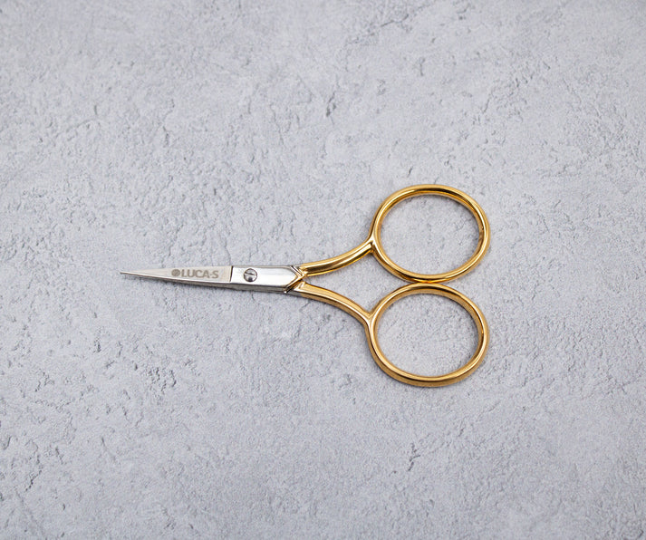 EMBROIDERY SCISSORS WIDEBOW GOLD PLATED HANDLES Embroidery Scissors Luca-S