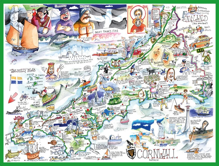 Map of Cornwall - Tim Bulmer 1000 Piece Jigsaw Puzzle