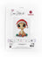 Cross stitch kit packaging featuring a cute dinosaur character with a Santa hat and Christmas gifts, brand 'Luca-S' visible.