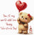 Teddy bear with a heart balloon and Valentine's Day message on a white background