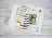 Cross stitch kit with pattern chart and dog illustration on a wooden surface