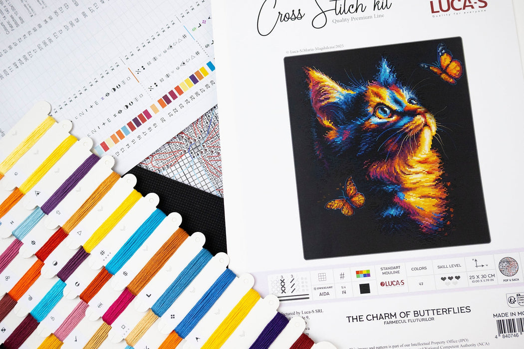 Lucas Cross Stitch kit with colorful thread set and pattern chart