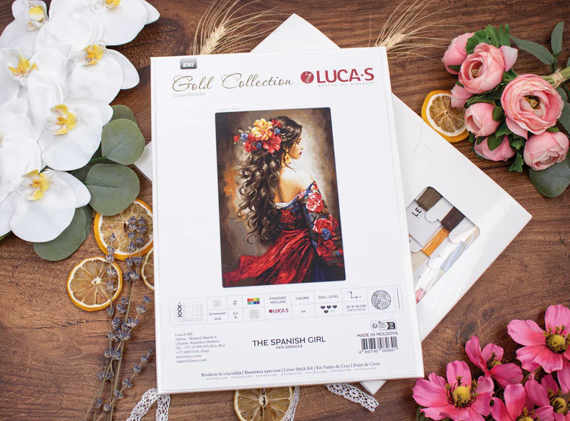 Cross Stitch Kit Luca-S GOLD - The Spanish Girl, (B702)