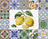 Decorative tiles with lemons and floral patterns