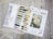 Cross stitch kit with color chart and design on a wooden surface