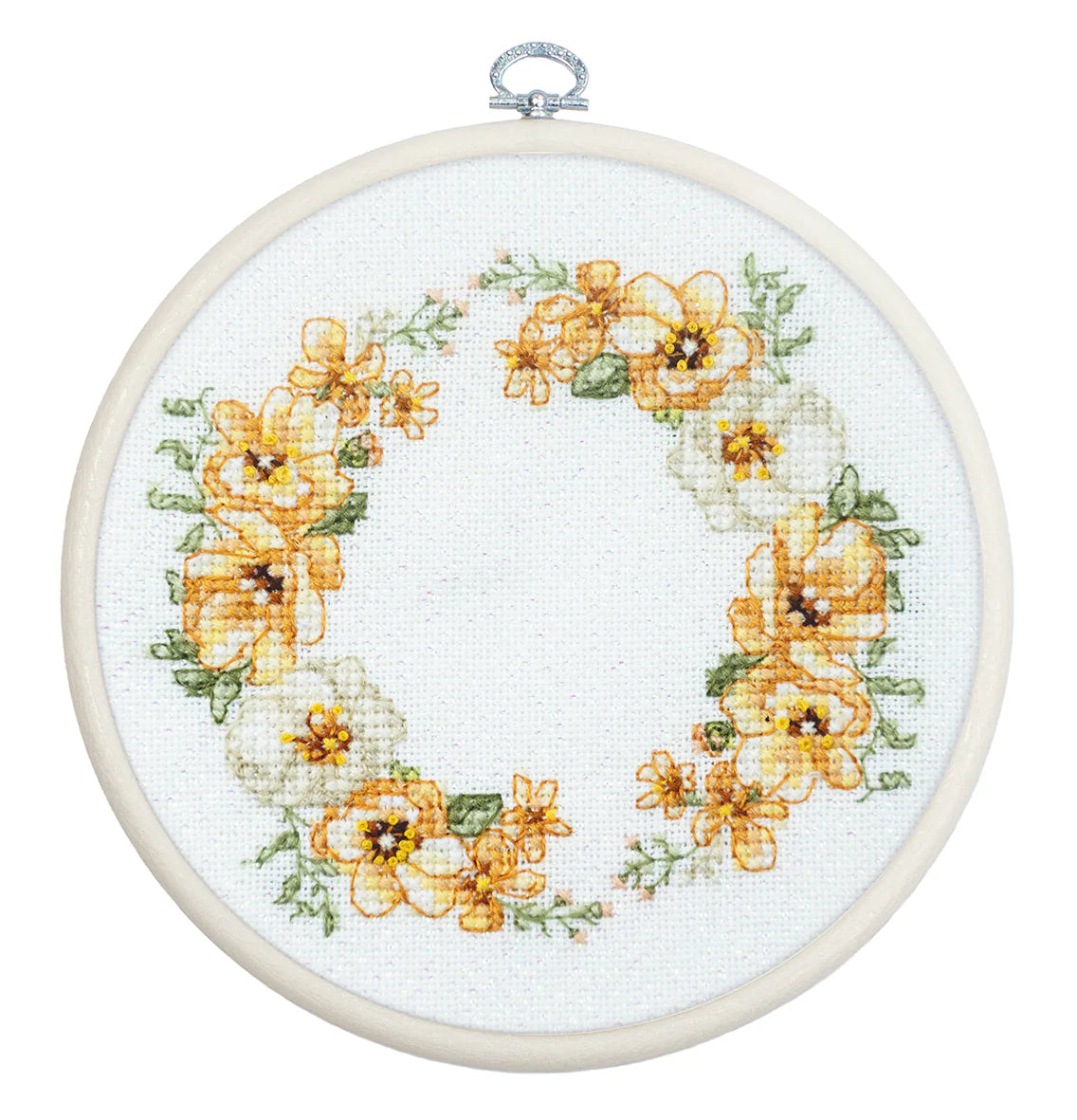 Luca-S - Floral Rhythm, BC110 Cross Stitch Kit with Hoop Included