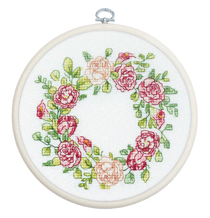 Luca-S - Roses Story, BC113 Cross Stitch Kit with Hoop Included