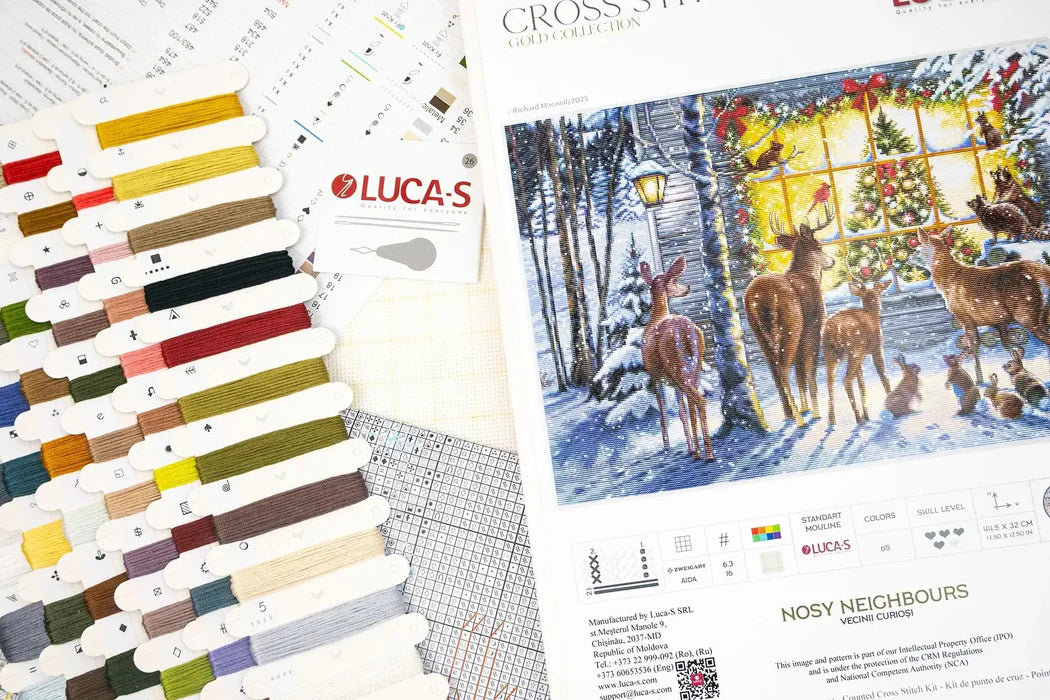 Cross Stitch Kit Luca-S GOLD - Nosy Neighbours, BU5086