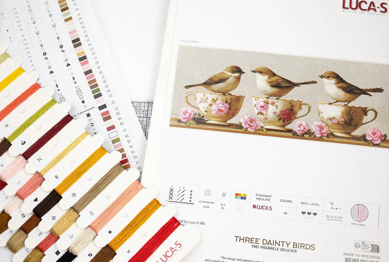 Cross Stitch Kit Luca-S - Three Dainty Birds, (BU5092)