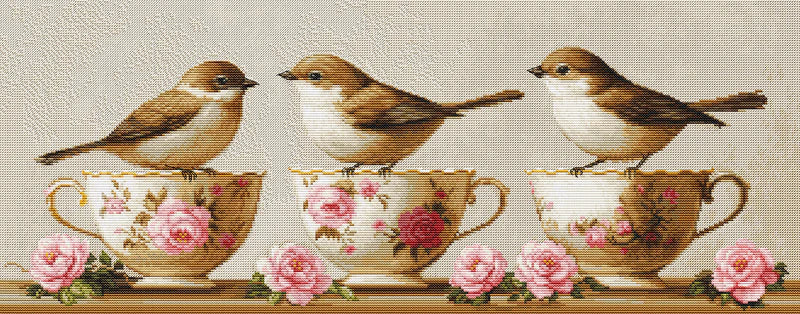 Cross Stitch Kit Luca-S - Three Dainty Birds, (BU5092)