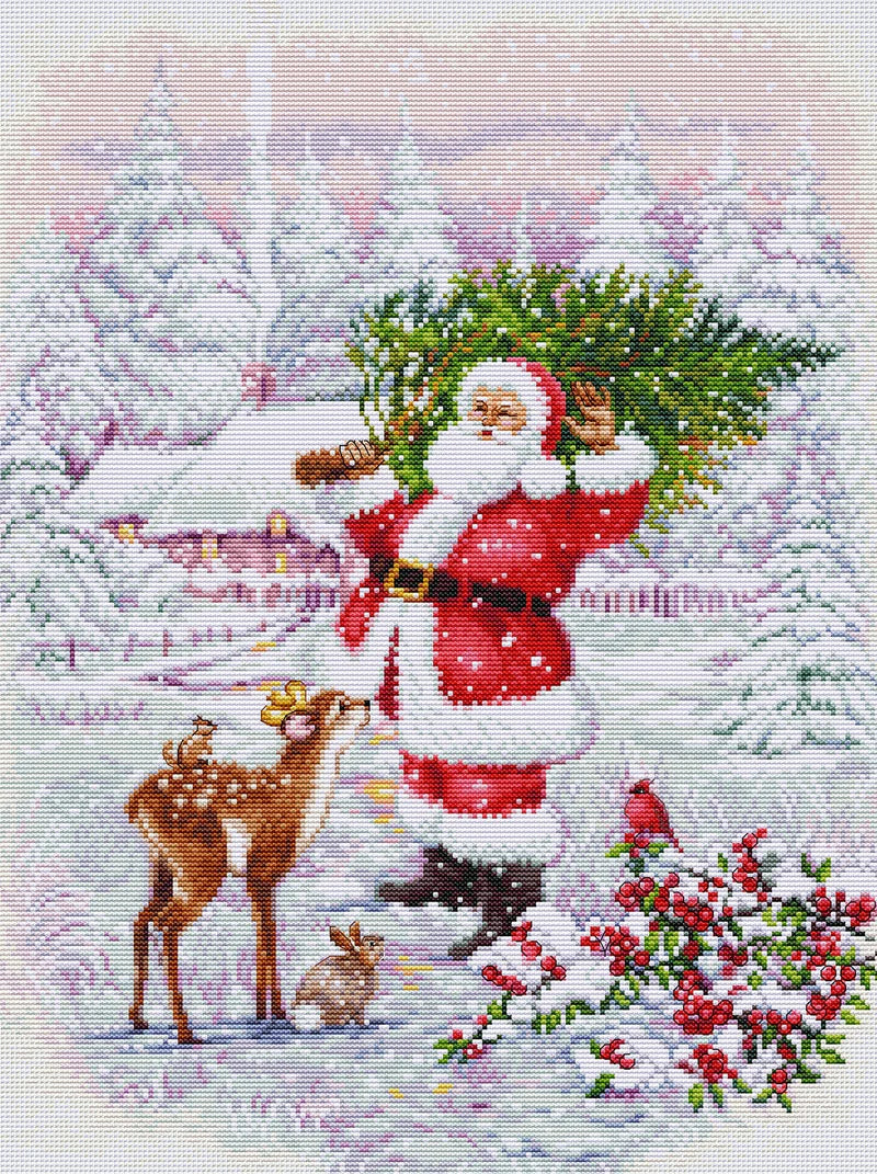 Cross Stitch Kit Luca-S - Santa With Tree, (BU5098)