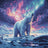 Digital art of a polar bear with a colorful, abstract background