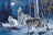 Cross Stitch Kit Luca-S GOLD - The Howl of Wolves and the Winter Moon, (B727)