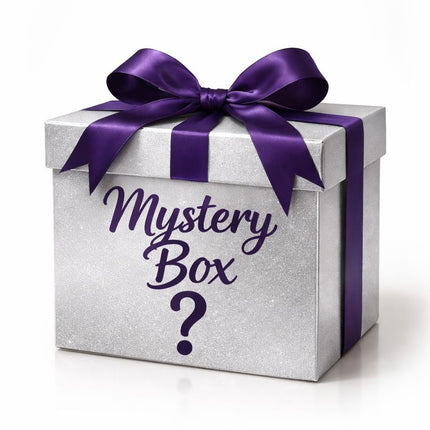 purple bow, and platinum mystery box