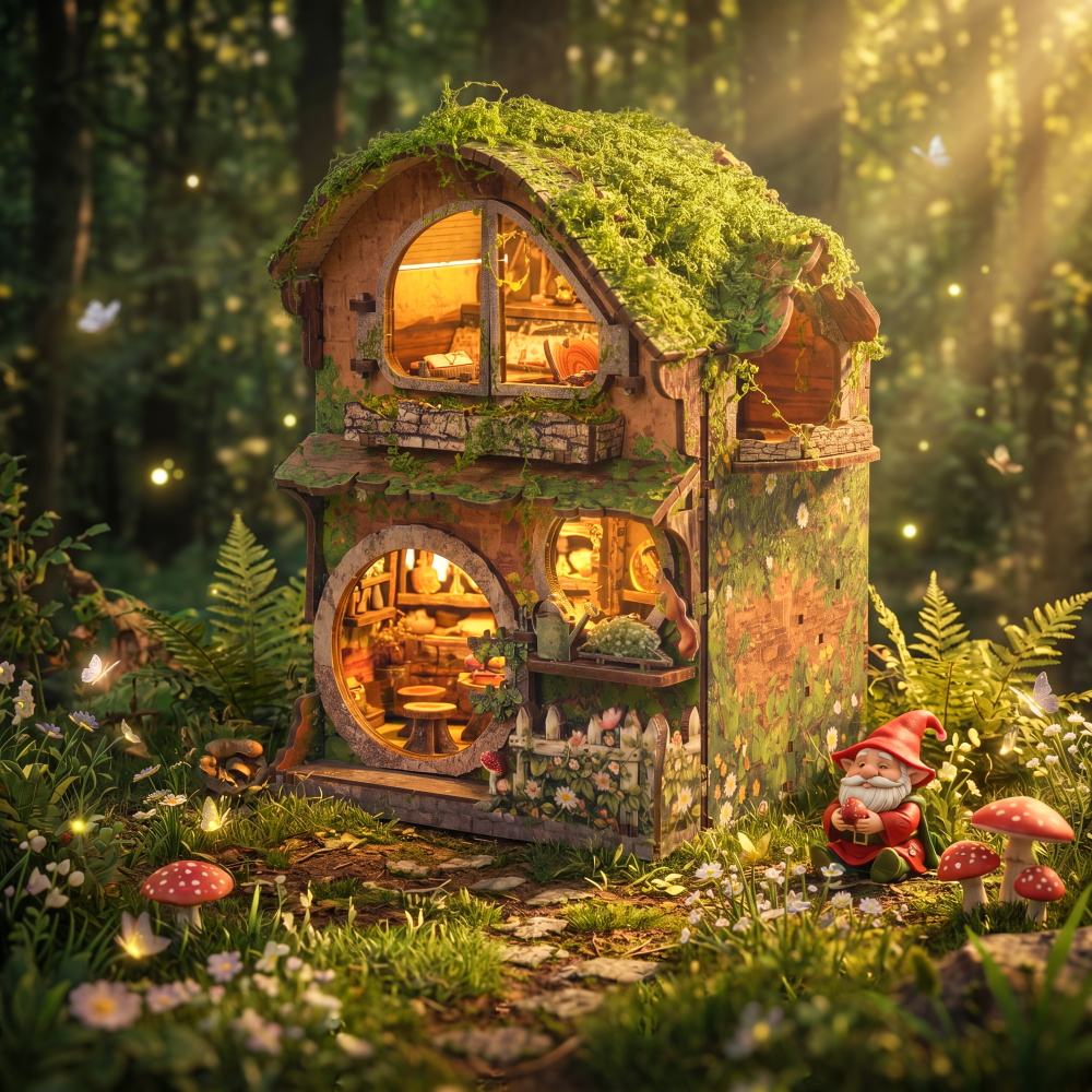 IIE CREATE SL-53 – Green Vine Cottage DIY Wooden Book Nook