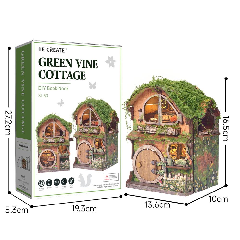 IIE CREATE SL-53 – Green Vine Cottage DIY Wooden Book Nook