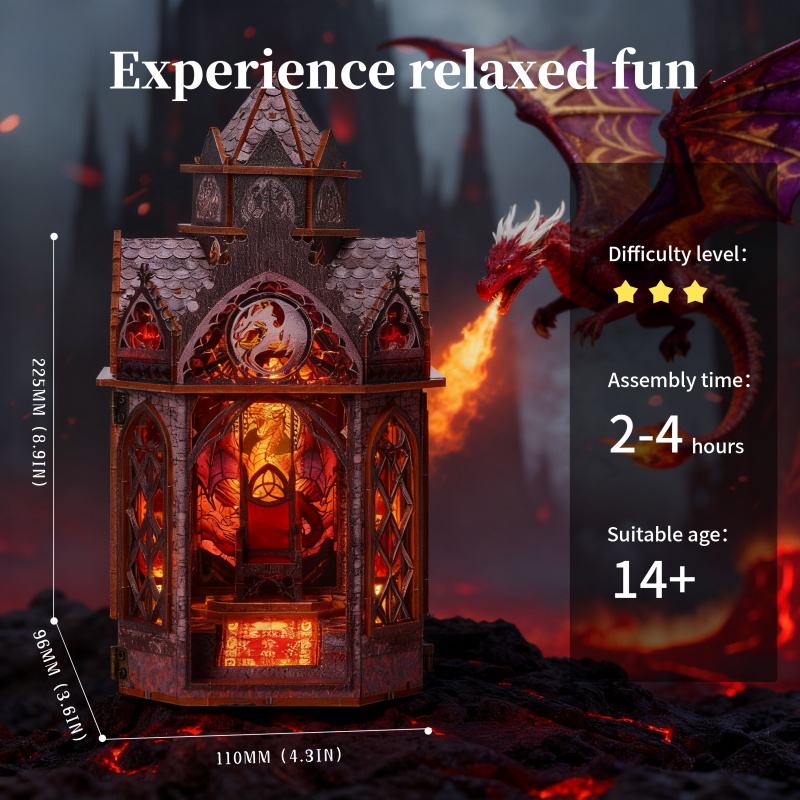 IIECREATE SL-42 Dragon – DIY Wooden Book Nook Kit