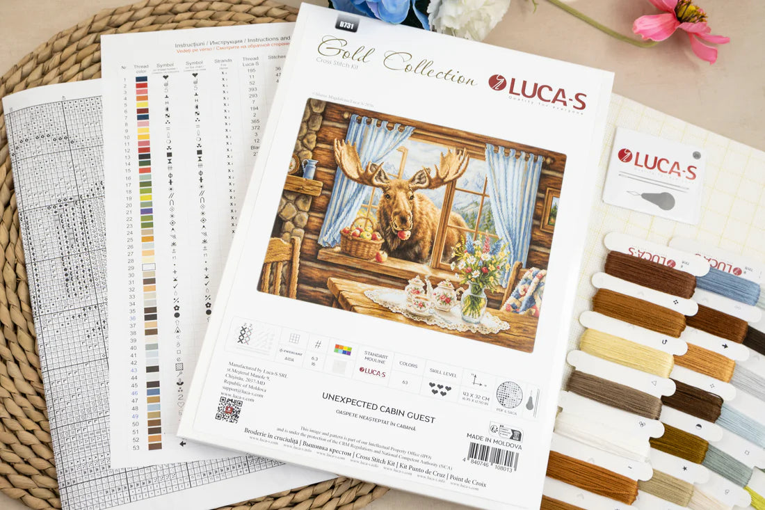 B731 Cross Stitch Kit Luca-S GOLD - Unexpected Cabin Guest