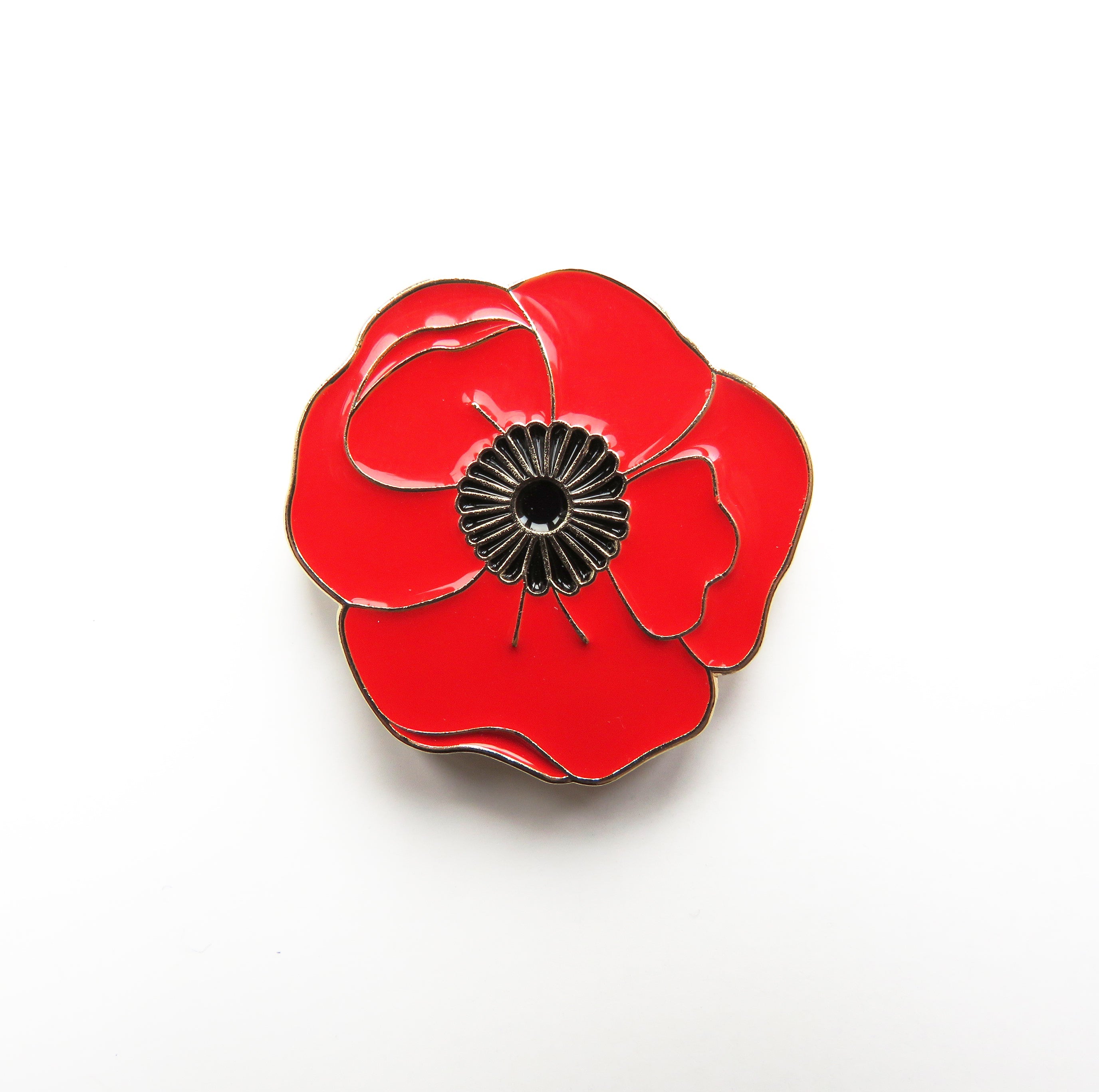 Red poppy flower needleminder on a white background