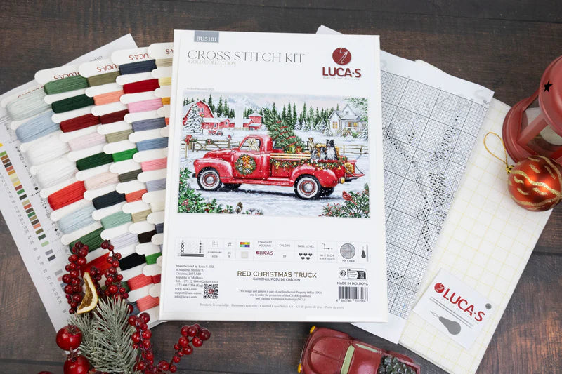 Cross Stitch Kit Luca-S GOLD- Red Christmas Truck, (BU5101)
