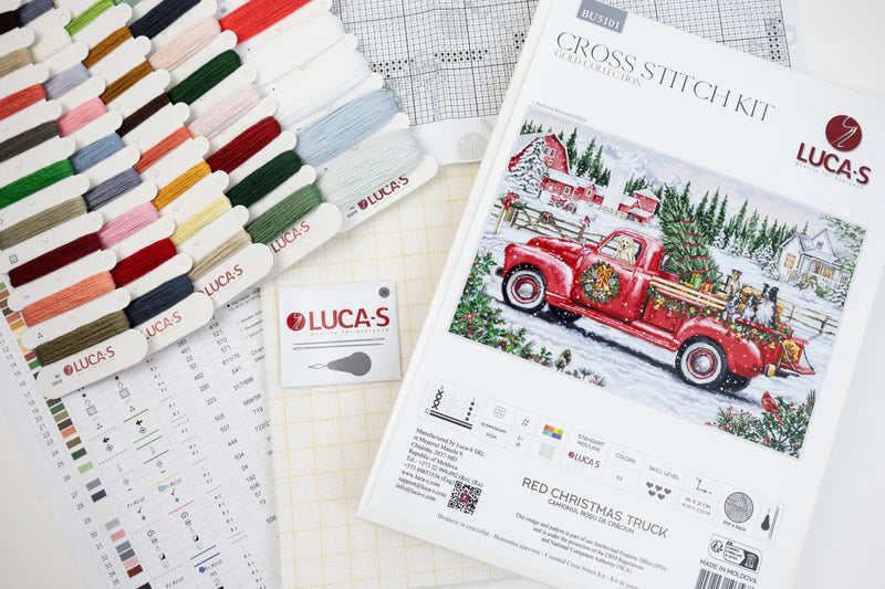 Cross Stitch Kit Luca-S GOLD- Red Christmas Truck, (BU5101)