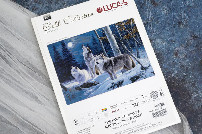 Cross Stitch Kit Luca-S GOLD - The Howl of Wolves and the Winter Moon, (B727)