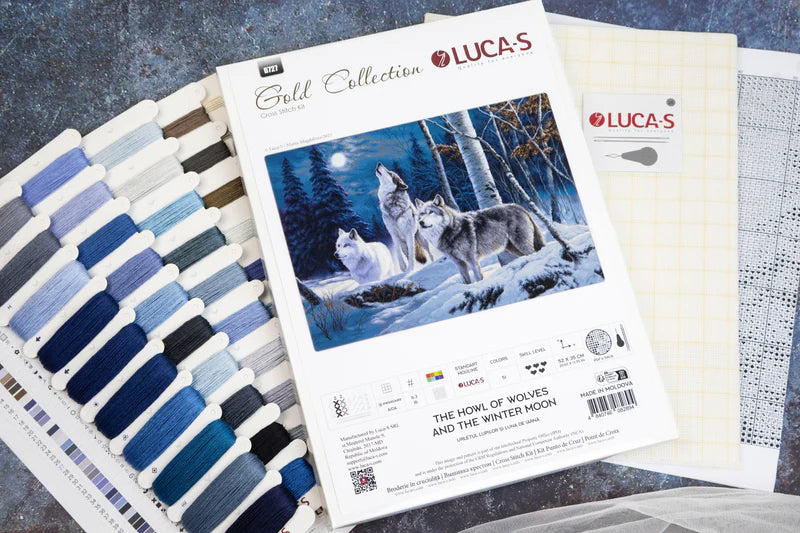 Cross Stitch Kit Luca-S GOLD - The Howl of Wolves and the Winter Moon, (B727)