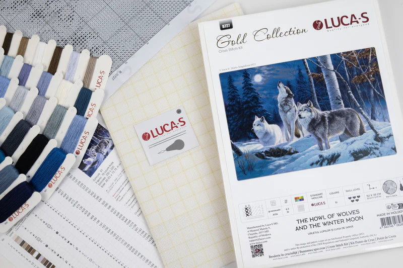 Cross Stitch Kit Luca-S GOLD - The Howl of Wolves and the Winter Moon, (B727)