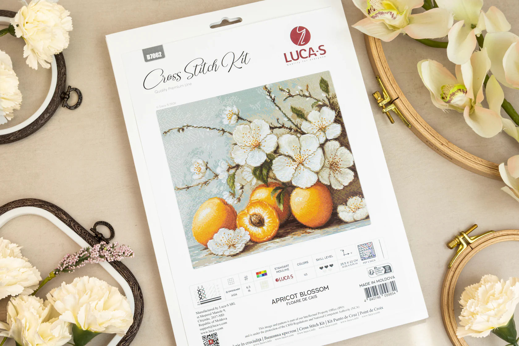 Apricot blossom, B7062-Cross Stitch Kit Luca-S